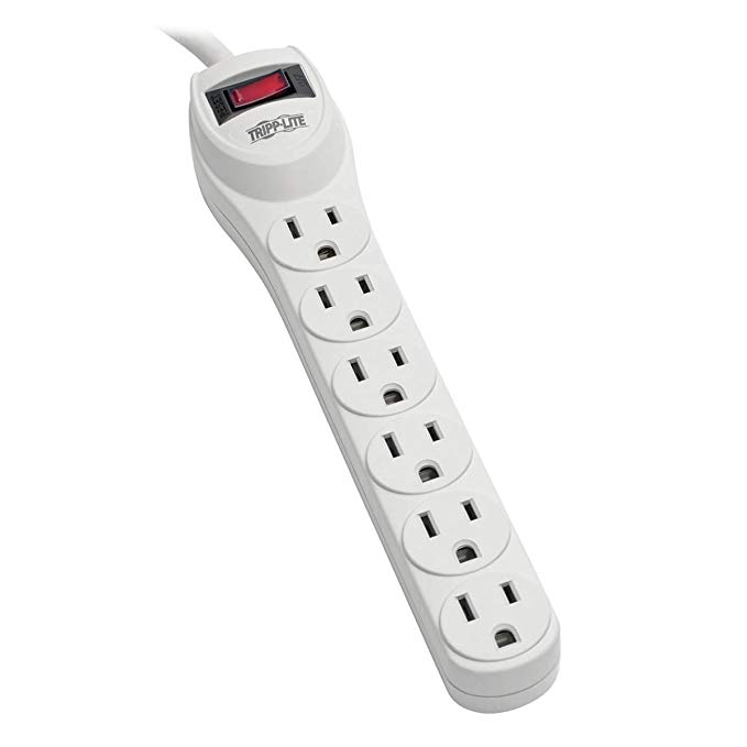 Tripp Lite TLP602 Surge Protector Strip 120V 6 Outlet 2-Feet Cord 180 Joule, Grey