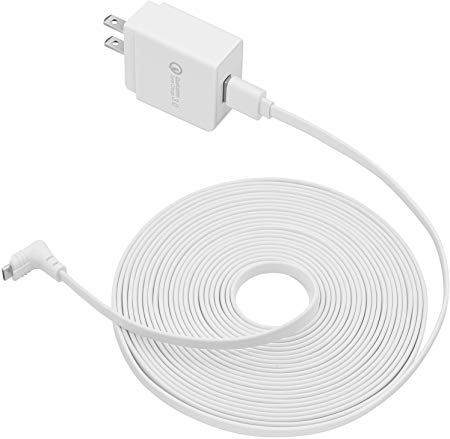 Aobelieve Outdoor Charging Cable with Power Adapter for Arlo Pro, Pro 2, and Arlo Go Camera (30 ft, 1 Pack)