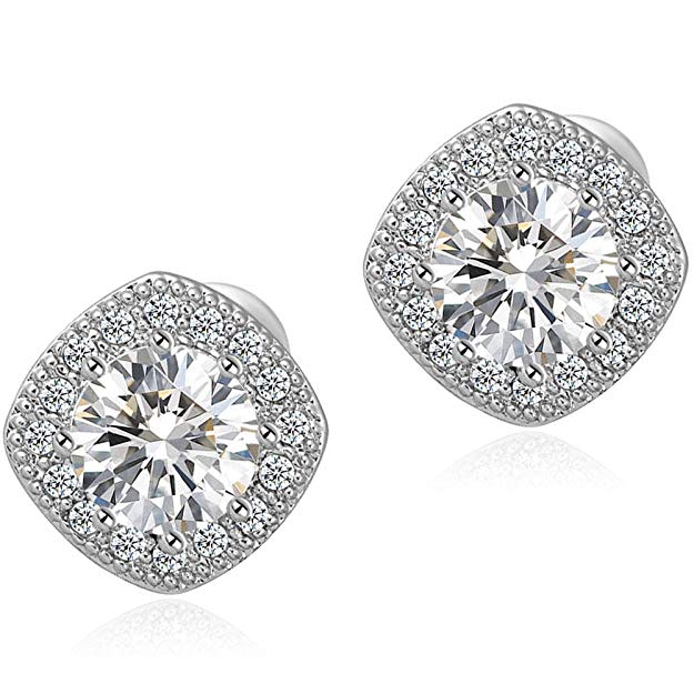 Stud Earrings Earrings for Girls Fashion Jewelry Cubic Zirconia Halo Earrings for Women