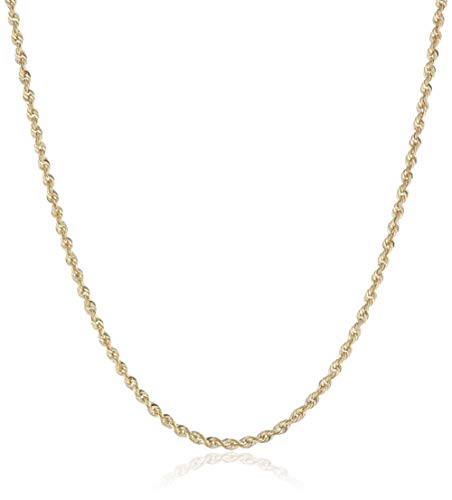 Pori Jewelers 14K Yellow Gold 2.5MM-4MM Diamond Cut Rope Chain Necklace Unisex Sizes 16"-26"