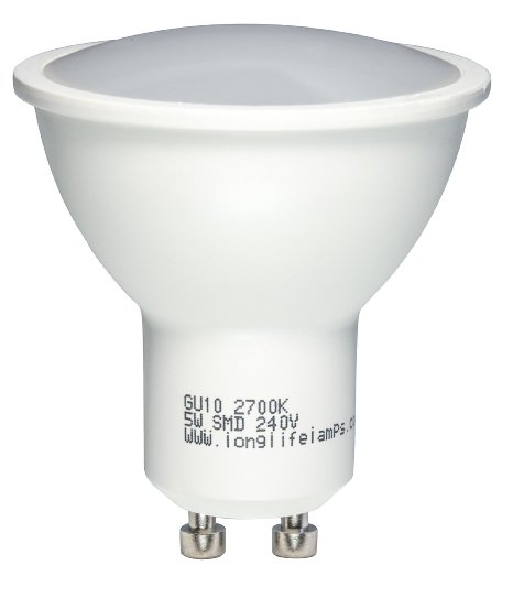 Pack of 10 5 Watt LED Replacement for GU10 50w Halogen Lamp Warm White, 120°Beam Angle