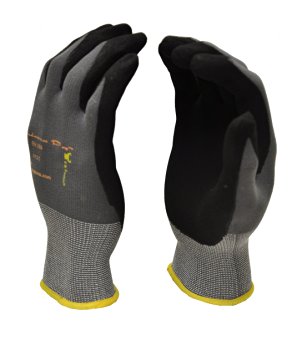 G & F 1529M-3 EndurancePro seamless Knit Nylon Work Gloves with MicroFoam Nitrile Grip coating, Men's Medium, Black, 3 Pair Pack