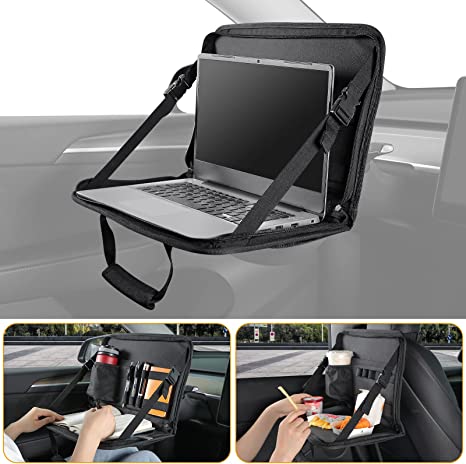 JOYTUTUS 3 in 1 Steering Wheel Eating Tray Upgraded(16.1''*10''), Car Back Seat Laptop Desk, Multifunctional Car Office Bag, Car Work Table for Writing, Car Organizer for Kids, Commuters, Family