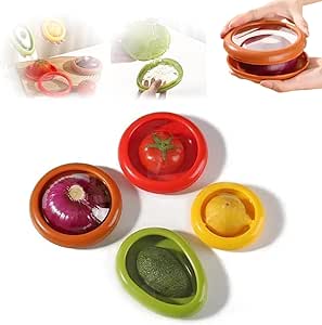 4Pcs Silicone Fruit Storage Box,Silicone Fruit Storage Containers,Avocado Saver for Fridge,Reusable Storage Containers for Fridge,Onion Savers,Fruit & Vegetable Storage for Onion,Tomato,Lemon,Potatoes