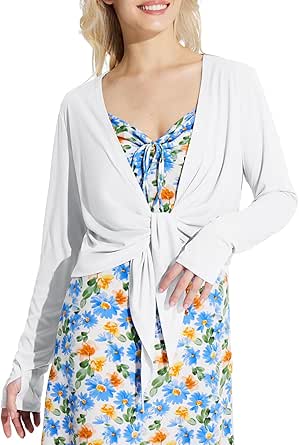 BALEAF Women's 2024 UPF 50  Cropped Cover Up Cardigan Tie Front Lightweight Summer Sun Wrap SPF Shirts Beach Outdoor