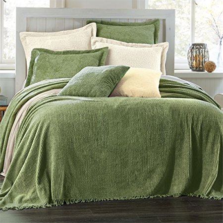 Brylanehome Cotton Chenille Bedspread (Sage,King)