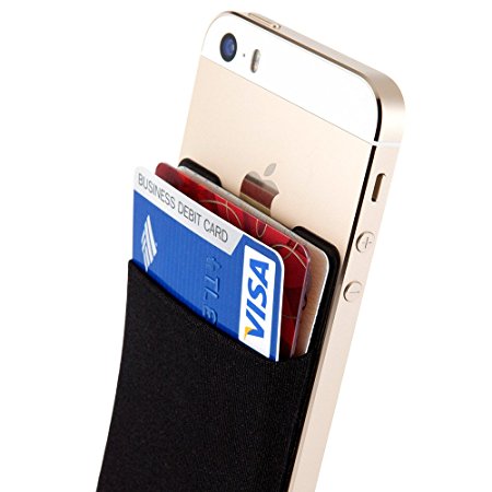 Sinjimoru Ultra-slim Adhesive Wallet iPhone credit card holder, iPhone case with a card holder, Credit Card Wallet, Card Case and Money Clip. For Android, Sinji Pouch Basic 2, Black