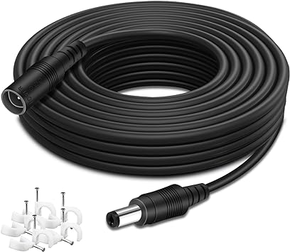 WildHD Power Extension Cable 16.5ft 2.1mm x 5.5mm Compatible with 12V DC Adapter Cord for CCTV Security Camera IP Camera Standalone DVR (5.5mm DC Plug 16.5ft Black)