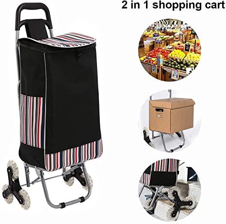 Folding Shopping Cart, Stair Climbing Cart Grocery Laundry Utility Cart with Wheel Bearings (Type 4)