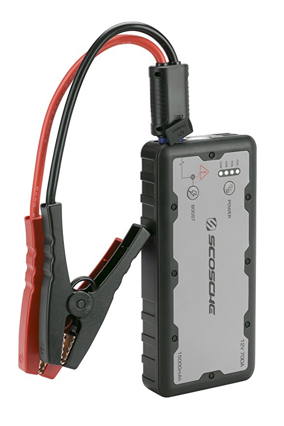 SCOSCHE PBJ700-1 PowerUp 700 Portable Car Jump Starter with 15,000 mAh 700A Portable Battery, Dual USB Ports and Built-in LED Flashlight for use with Vehicles, Boats, Motorcycles or ATV/UTV’s