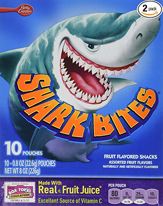 Betty Crocker Shark Bites Fruit Flavored Snacks - 8 oz box (2 Pack)