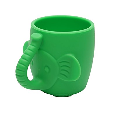 Silicone Baby Kid Sippy Cups For Toddlers Mug Elephant design great for baby’s interaction and dexterity made from FDA FOOD-GRADE SILICONE by Bambini Bear - Lime Green
