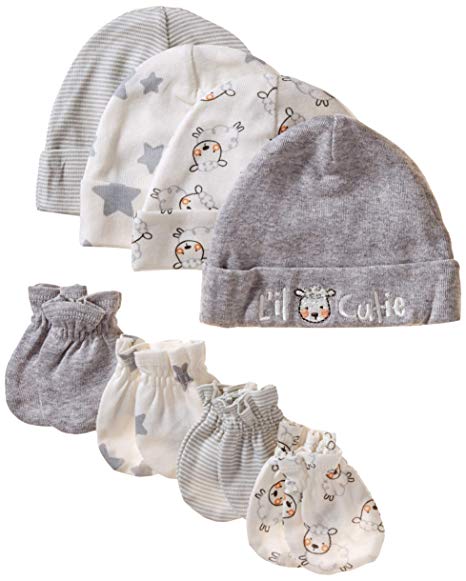 Gerber Baby 8-Piece Organic Cap and Mitten Set