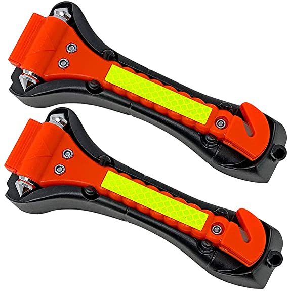 LOYMR 2 PCS Car Safety Hammer - Auto Car Window Glass Hammer Breaker and Auto Safety Seatbelt Cutter 2-in-1Escape Tool