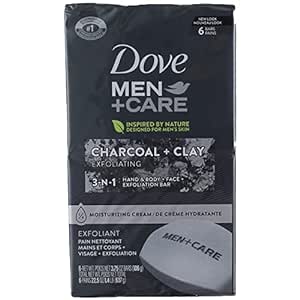 Dove, Men Bar Soap Charcoal   Clay, 4 Ounce (Pack of 6)