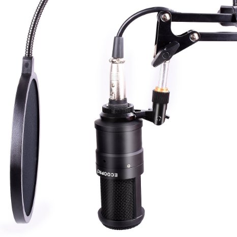 ECOOPRO Studio Condenser Recording Microphone Compatible with All Windows PCLaptop Computers Black