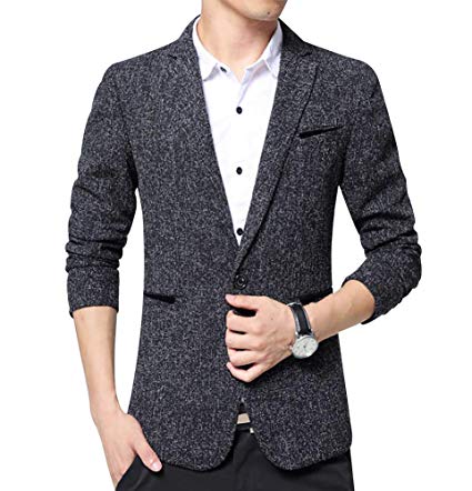 Men's Blazer Jacket Slim Fit One Button Sport Coat Notch Lapel Casual Business Solid Single Breasted Outwear