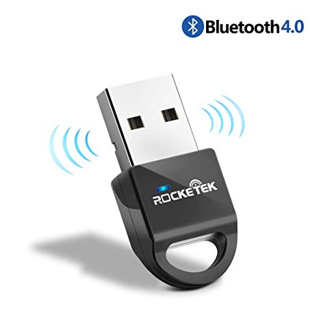 Rocketek Bluetooth 4.0 USB Dongle Adapter, Bluetooth Transmitter Receiver Supports Windows 10, 8, 7, Vista XP 32/64 Bit Laptop PC for Bluetooth Speaker, Headset, Keyboard, Mouse and More, Plug and Pla