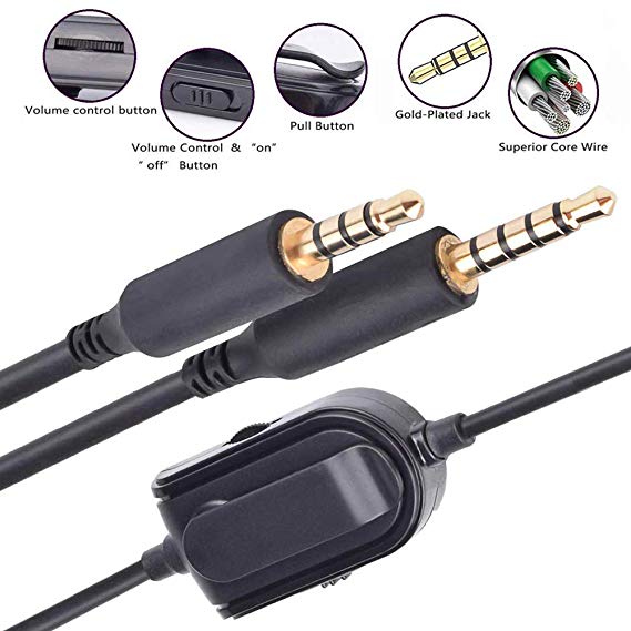 A10 A40 Replacement Cable Inline Mute Volume Control with Microphone for Astro A10/A40/A30/A50 Headsets Cord Lead Compatible with Xbox One Play Station 4 PS4 Headphone Audio Extension Cable 6.5 Feet