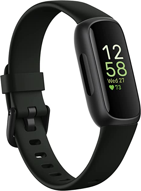 Fitbit Inspire 3 Health & Fitness Tracker with stress management, workout intensity, sleep tracking, 24/7 heart rate and more, Midnight Zen/Black, One Size (S & L Bands Included)