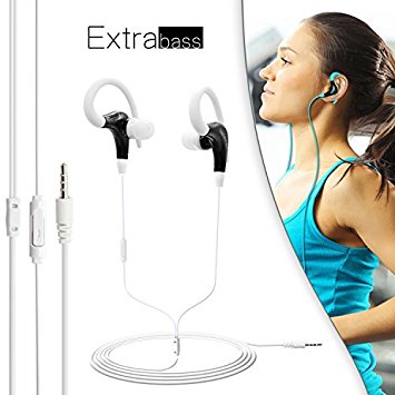 Bluelark Super Bass Portable 3.5mm In-Ear Sport Headphone Voice-access Musical Sport Earphone Subwoofer Headset Compatible with Cell Phones, PC and MP3/MP4 for Audiophile (White)