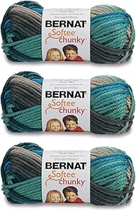 Bernat Softee Chunky Deep Waters Yarn - 3 Pack of 80g/2.8oz - Acrylic - 6 Super Bulky - 77 Yards - Knitting/Crochet