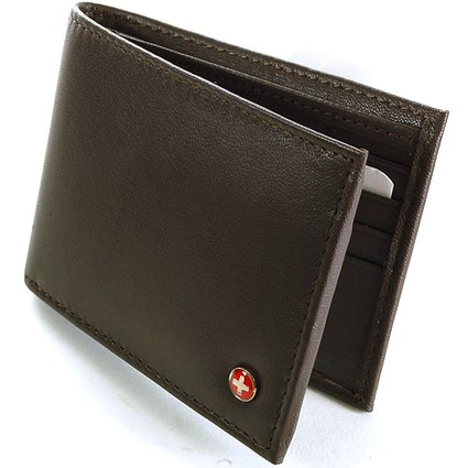 Alpine Swiss Mens Leather Flipout ID Wallet Bifold Trifold Hybrid