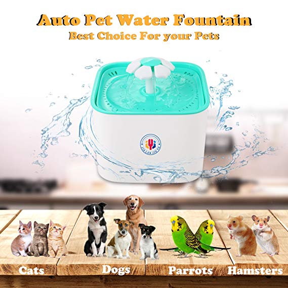 JIALANJIUYU Pet Water Fountain Cat Dogs Water Dispenser Healthy and Hygienic Drinking Fountain 2L Super Quiet Flower Automatic Electric Water Bowl with 2 Replacement Filters for Dogs Cats Birds