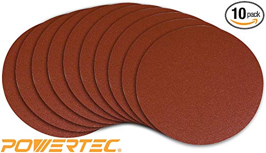 POWERTEC 110390 12-Inch PSA 100 Grit Aluminum Oxide Adhesive Sanding Disc, 10-Pack