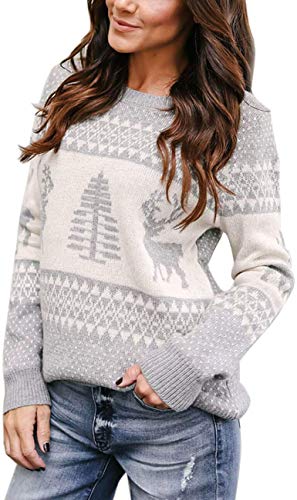 shermie Women's Christmas Sweaters Ugly Christmas Tree Reindeer Holiday Knit Sweater Pullover