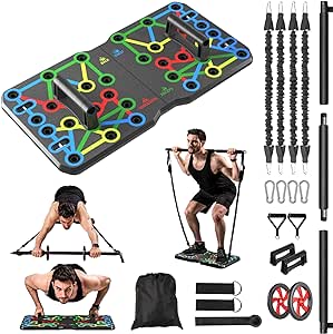 AERLANG Push Up Board, Portable Multi-Function Foldable 10 in 1 Push Up Bar, Push up Handles for Floor,Professional Push Up Strength Training Equipment