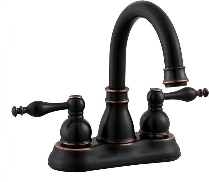 Derengge Oil Rubbed Bronze Two-Handle Bathroom Faucet,Lavatory Bathroom Sink Faucet with Pop up Drain Trim Assembly,F-450-JM ORB