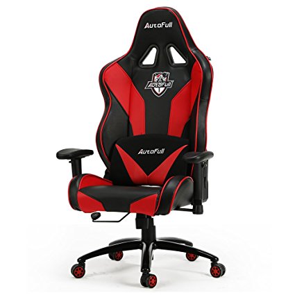 Video Game Chair, Autofull Large Size Gaming Chair, Ergonomic Gaming Office Chair With Lumbar Support and Headrest (Red)