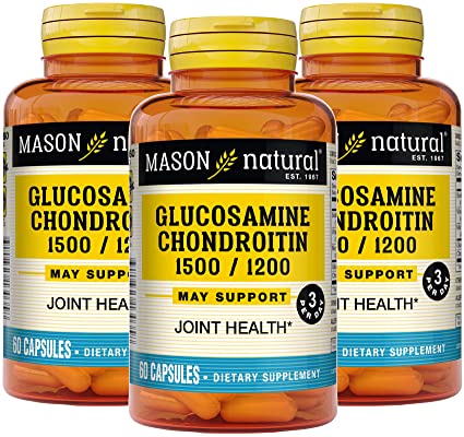 Mason Vitamins Glucosamine Sulfate & Chondroitin/Vitamin C/Manganese Maximum 1500/1200 Capsules Super Bonus Pack, 180-Count Bottle