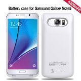 Galaxy Note 5 Battery Case Bovon Portable Backup Power Bank Case 4200 mAh Ultra Slim Charging Case Charging and Protecting 2 in 1 Rechargeable Protective Charger for Samsung Galaxy Note 5 white
