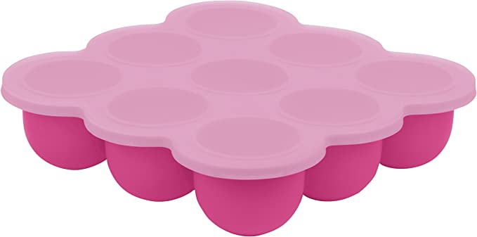 Kushies SILITRAY Silicone Baby Food Storage Container Freezer Tray, Pink Candy