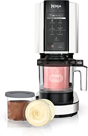 Ninja NC301 CREAMi Ice Cream Maker, for Gelato, Mix-ins, Milkshakes, Sorbet, Smoothie Bowls & More, 7 One-Touch Programs, with (2) Pint Containers & Lids, Compact Size, Perfect for Kids, White