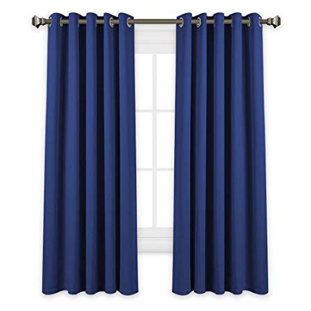 PONY DANCE Nursery Window Curtains - Room Darkening Solid Blackout Curtain Drapes Panels Privacy Protect/Window Treatments for Home Decoration, 1 Pair, 66" by 72", Navy Blue