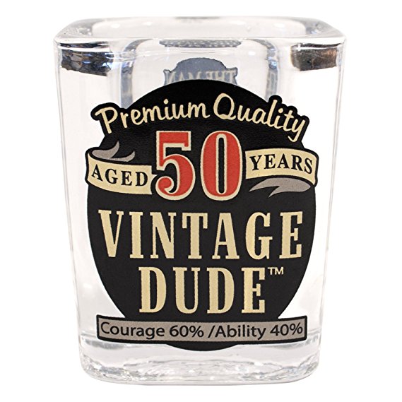 Laid Back CS1411 50th Birthday Vintage Dude Shot Glass, 2-Ounce