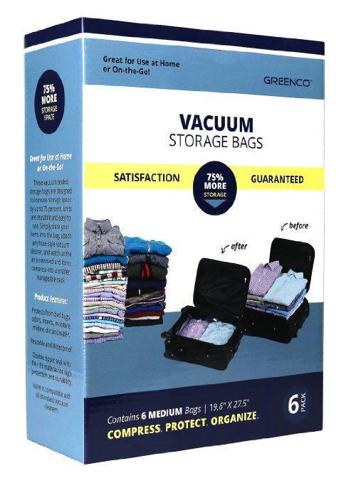 Greenco Vacuum seal, Space Saver Storage Bags - Medium-6 pack