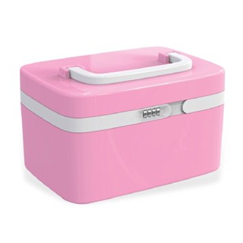 Combination Lock Medicine Cabinet Organizer First Aid Kit with Compartments - Pink