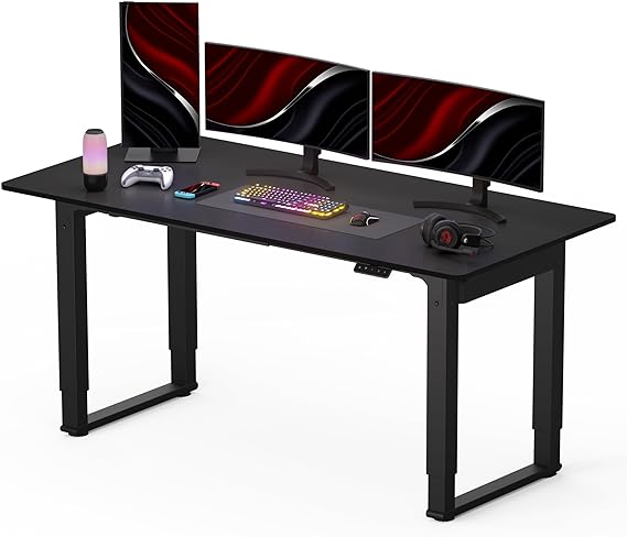 SANODESK Escritorio Regulable en Altura (160x75 cm) - Escritorio para Juegos, Gaming Mesa, Escritorio eléctrico con 4 Patas, 2 Motores potentes, Control de Memoria (Negro)