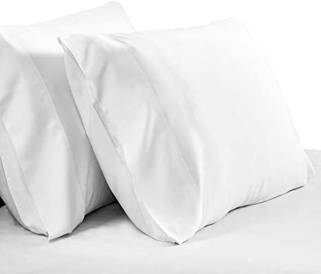 CozyLux 100% Organic Bamboo Pillowcases Set of 2 Standard Queen Size Oeko-Tex Pure Bamboo Pillowcase Cooling Soft Silky Pillow Cases Moisture Wicking Envelope Closure White 20"x30"