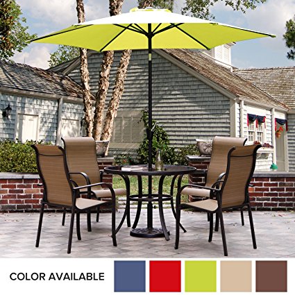 9 Ft Patio Umbrella, Outdoor Market Umbrella with Push Button Tilt and Crank, 6 Ribs, Lime Green