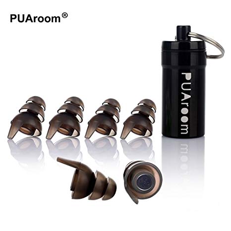 PUAroom High Fidelity Earplugs Noise Reduction Hearing Protection With Case&3 Different Sizes Reusable Silicone Ear Plugs for Music Festivals Concerts Drummers Clubs Musicians Performances Motorcycles Travel Sleep Snoring Study Work Sports Live Events Noise Sensitivity Conditions and More (Brown)