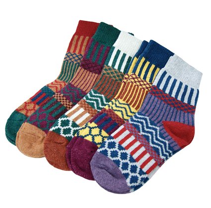 Loritta Women's 5 Pairs Winter Knit Warm Wool Crew Socks Mix Colors