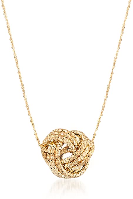 Ross-Simons Italian 14kt Yellow Gold Textured Love Knot Necklace