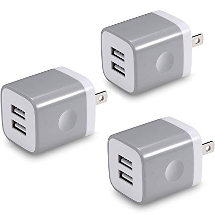 X-EDITION USB Wall Charger, 3-Pack 2.1Amp Dual Port USB Plug Power Adapter Charger Block Cube Compatible with Phone Xs/Xs Max/XR/X/8/7/6 Plus/5S/4S, Samsung, LG, Moto, Kindle, Android and More