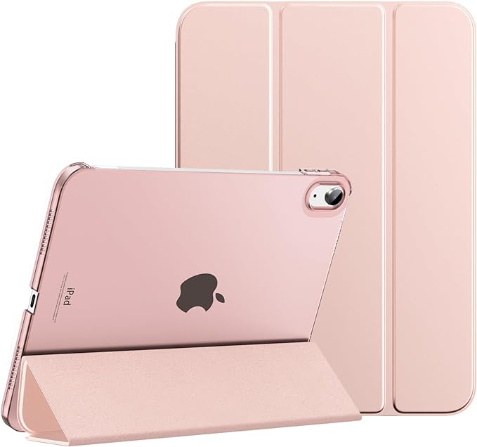 MoKo for iPad 10th Generation Case 2022, Slim Stand Hard PC Translucent Back Shell Smart Cover Case for iPad 10th Gen 10.9 inch 2022, Support Touch ID, Auto Wake/Sleep,Rose Gold