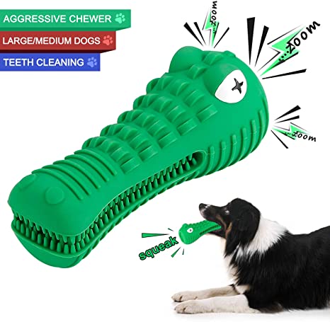 Dog Toothbrush Squeaky Chew Toys for Aggressive Chewer Indestructible Teeth Dog Toys Brushing Stick Dental Oral Care for Small Medium Dogs